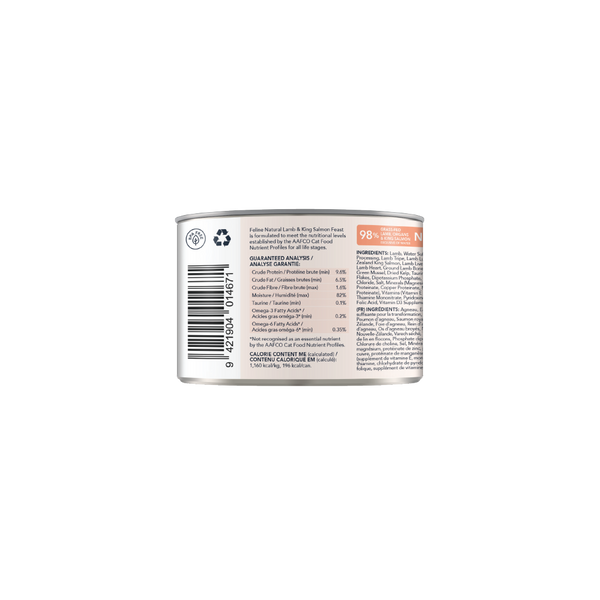 Feline Natural Canned Lamb & Salmon 170gm /12 Cans