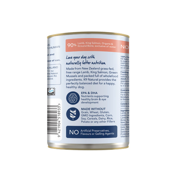 K9 Natural Canned Lamb & Salmon 370gm /12 Cans