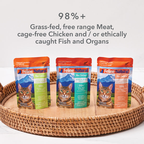 Feline Natural Pouched Hoki & Beef /12 Pouches