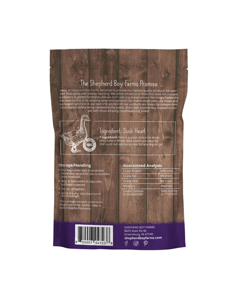 SBF Freeze Dried Duck Hearts Treats 3oz