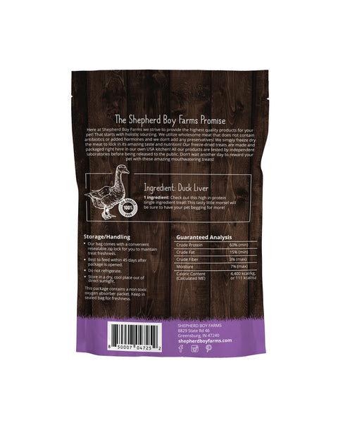 SBF Freeze Dried Duck Liver Treats 3oz