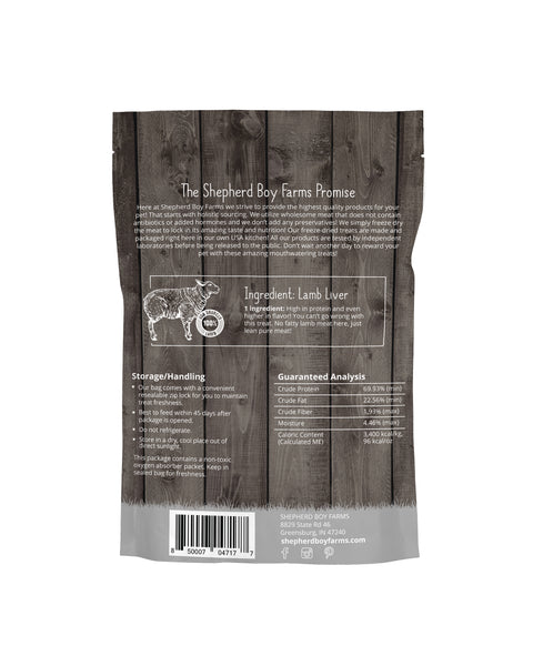 SBF Freeze Dried Lamb Liver Treats 3oz
